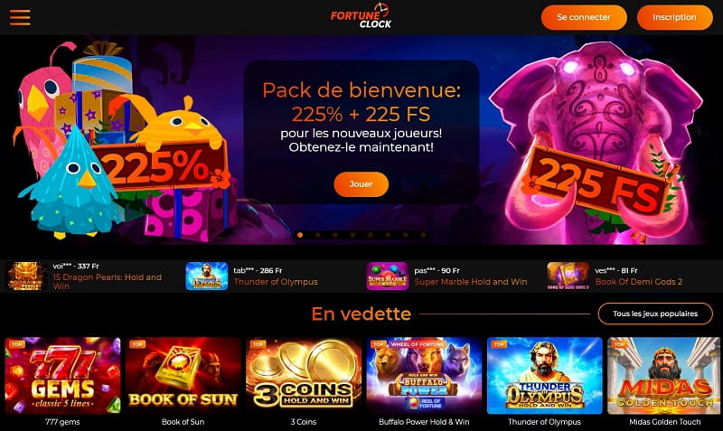 Revue du Fortune Clock Casino